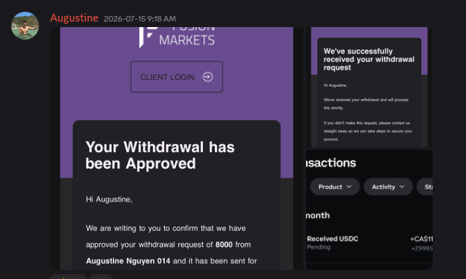 Member Augustine posts an approved withdrawal
